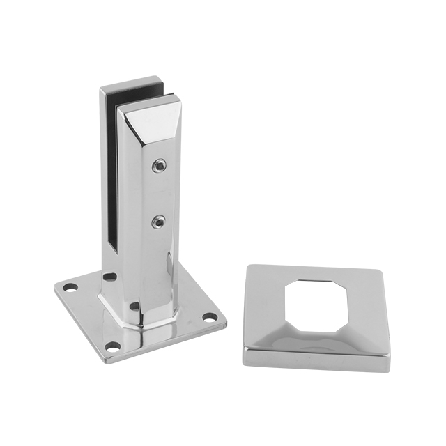 180 High Adjustable Square Base Plated Stainless Steel Spigots for 13.52mm Glass