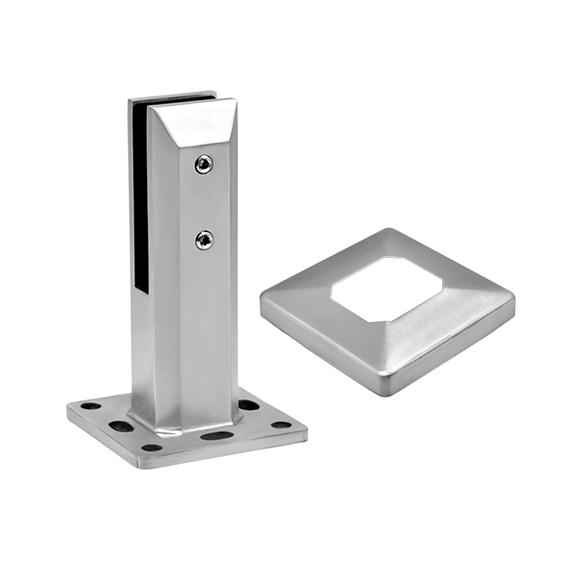 180 High Square Base Plated Stainless Steel Spigots for 12mm Glass