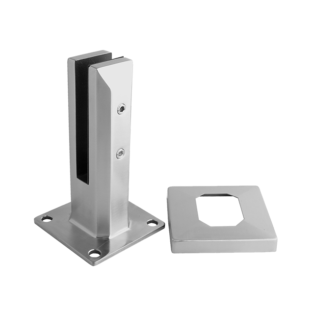 180 High Adjustable Square Base Plated Stainless Steel Spigots for 13.52mm Glass