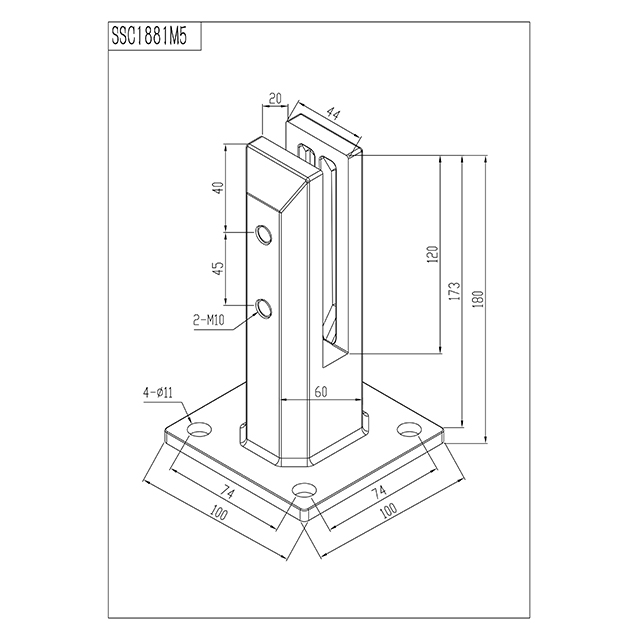 Square Base Plated Stainless Steel Spigots For 17.52mm Glass