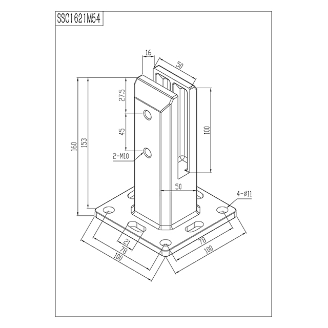 Lightweight square Base Plated Spigot